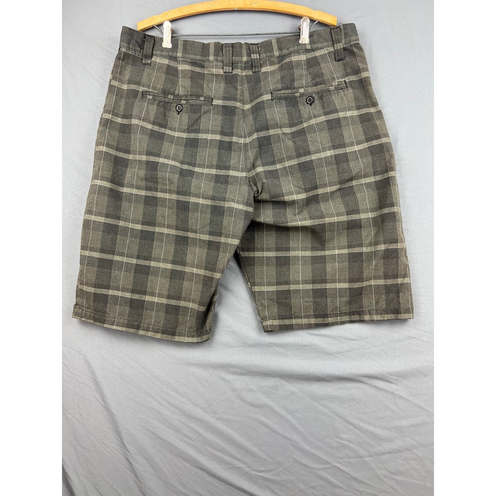 Morbid Threads Shorts Mens 38 Plaid Goth Punk Gray Green Zipper Pocket Fair